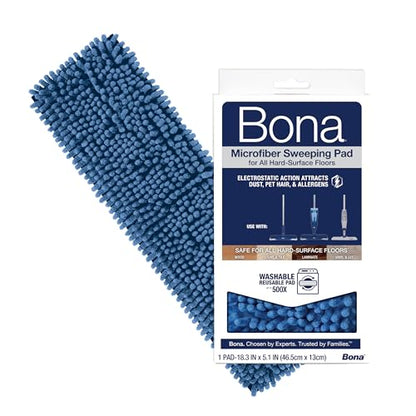 Bona Microfiber Sweeping Pad for Multi-Surface Floors - For Use With Bona Mops - Attracts, Picks Up Pet Hair, Fur, and Dander - Wood, Stone, Tile, Laminate, and Vinyl Floors - style: Pet Sweeping Pad