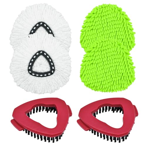 Mop Heads Replacement for Ocedar, Mop Replace Head for Ocedar EasyWring 1 Tank, Microfiber Spin Mop Refills, Include 4 Spin Mop Replacement Head Deep Cleaning Machine Washable with 2 Scrubber Mop Head - color: White&green