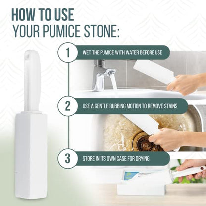 Powerstone Pumice Stone Toilet Bowl Cleaner with Handle (2-pack) - A Solution for Hard Water Stains on Toilets, Grills, Tiles, Grout & Pools - size: 1 Count (Pack of 2)