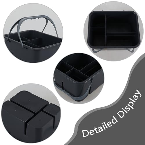Plastic Divided Caddy Organizer with Handle, 4-Compartment Plastic Cleaning Caddy, Drak Gray, F