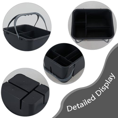 Plastic Divided Caddy Organizer with Handle, 4-Compartment Plastic Cleaning Caddy, Drak Gray, F
