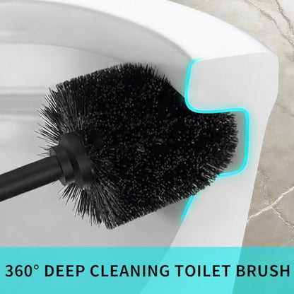 Chrome Toilet Brush and Holder Set,304 Stainless Steel Toilet Brush for Bathroom with Long Handle, Heavy Duty Toilet Bowl Brush,Removable Inner Bowl and Splash Protection,Deep Cleaning - color: Chrome