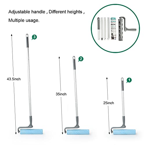 Layers Lagre Pet Mega Cleaning Floor Roller, Long Sticky Mop, 4-Foot Extendable Handle, 10in Wide Roller, 25 Sheets