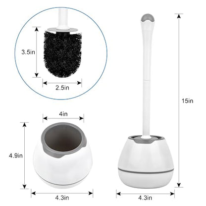 Toilet Bowl Brush and Holder, Toilet Scrubber 2 Pack with Long Handle, Easy to Hide, Drip-Proof, Deep Cleaning