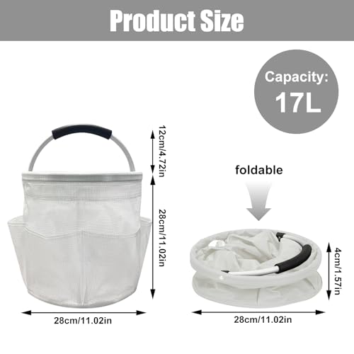 Qivine 17L Cleaning Caddy with Handle, Cleaning Supply Caddy, Foldable Tool Bag Cleaning Products Organizer, Portable Cleaning Bucket Caddy for Cleaning Supplies (Clear) - color: Clear