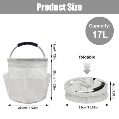 Qivine 17L Cleaning Caddy with Handle, Cleaning Supply Caddy, Foldable Tool Bag Cleaning Products Organizer, Portable Cleaning Bucket Caddy for Cleaning Supplies (Clear) - color: Clear