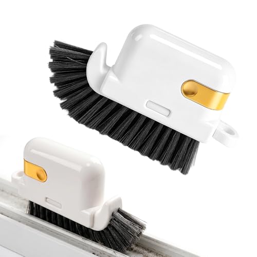 2 in 1 Groove Cleaning Brush Window Track Cleaning Tools, Crevice Brush with Hidden Scraper, Blinds and Baseboard Cleaner, Glass and Sill Detailer (Yellow) - color: Yellow