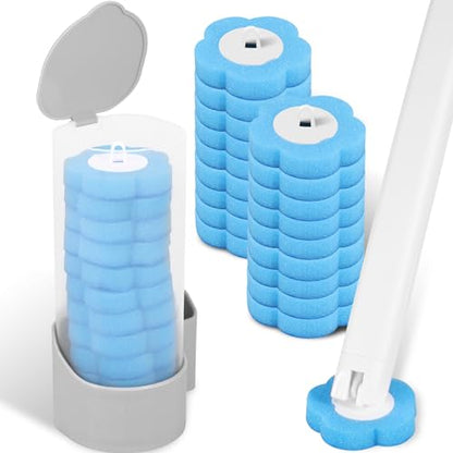 Toilet Brush Cleaning Kit with 18 Toilet Brush Refills Wall Mounted Toilet Bowl Cleaner Brush with Handle Adhesive Toilet Bowl Brush Storage Caddy with Storage Holder and Sticky Toilet Bowl Cleaner - color: Gray+18 Brush Heads