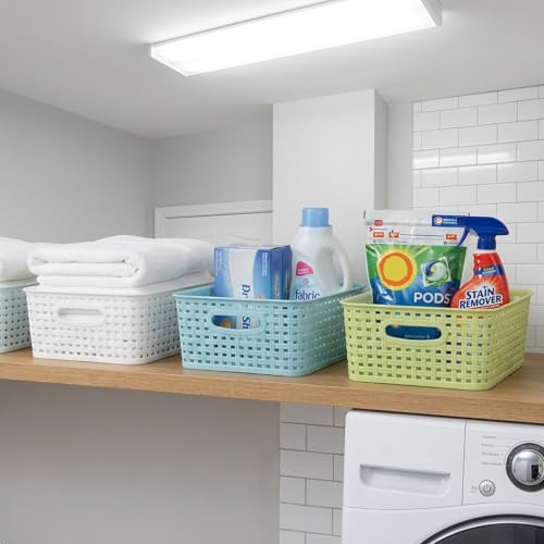 Plastic Storage Baskets/Bins Organizer for Bathroom, 6-Pack