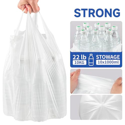Small Trash Bags with Handles - Ocean Plastic Upcycling - Plastic Garbage Bags, Can Bin & Waste Basket Liner for Kitchen, Bathroom, Office and Pets,1.2 Gallon 50 Count White - color: 1.2Gal White, size: 1 ROLL