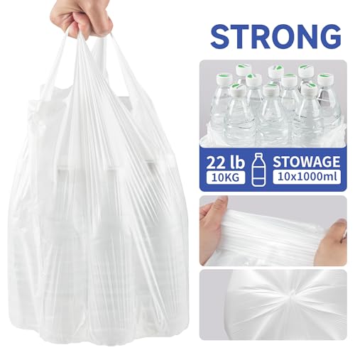 Small Trash Bags with Handles - Ocean Plastic Upcycling - Plastic Garbage Bags, Can Bin & Waste Basket Liner for Kitchen, Bathroom, Office and Pets,2 Gallon 50 Count White - color: 2Gal White, size: 1 ROLL