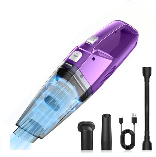Bossdan Handheld Vacuum Cordless – Car Vac Portable with 8KPA & Multi Accessories & Low Noise, Lightweight Hand Held Vacuum Cordless Rechargeable for Car/Home/Dust/Pet Hair, Mine Portable Vacuum - color: Matte Purple