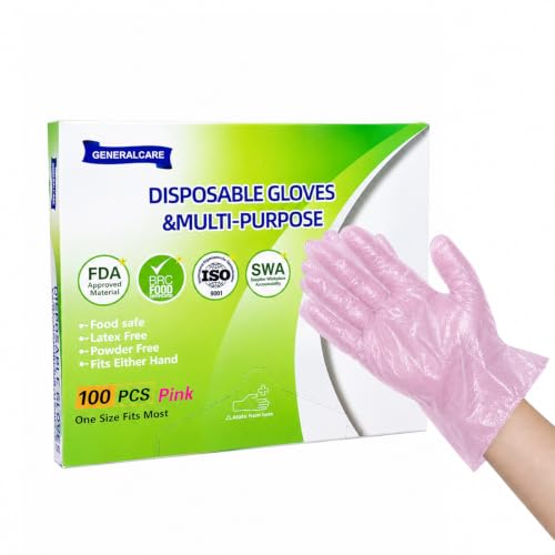 Disposable Plastic Gloves Food Handling Service Gloves Disposable For Cooking - style: Pink100pcs