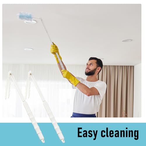 Colingmill 4 Pcs 3 ft Replacement Handles Compatible with Duster Refills, Extendable Long Extended Handle Only, Adjustable Length for Ceiling Fans, Blinds, Shelves, Windows (White) - color: White