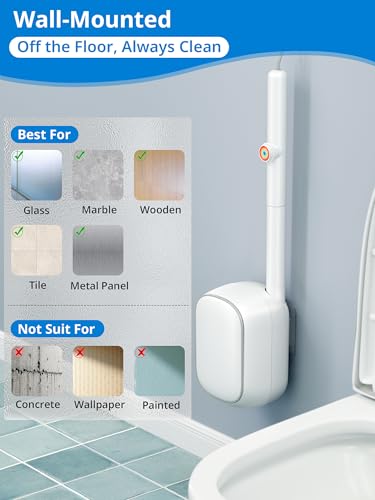 Disposable Toilet Cleaner Wand and Holder Set, Wall Mounted Toilet Bowl Brush Kit with 12 Refill Heads, Hygienic Toilet Cleaning System for Bathroom and RV - size: Toilet Brush + Storage Caddy + 12 Refills