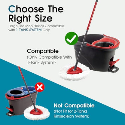4 Pack Mop Head Replacement Compatible with O Cedar Triangle Swivel Mops,Spin Mop Replacement Head 100% Microfiber,Deep Cleaning,EPSUNORISE Compatible with O Cedar Mops(White) - size: 4pack