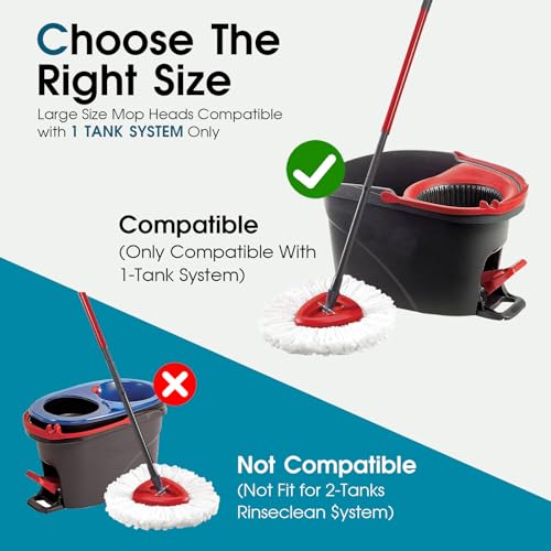 6 Pack Mop Head Replacement Compatible with Oceda Triangle Swivel Mops,Spin Mop Replacement Head 100% Microfiber,Deep Cleaning,EPSUNORISE Replacement Heads Compatible with O Ceda Mop(White) - size: 6pack