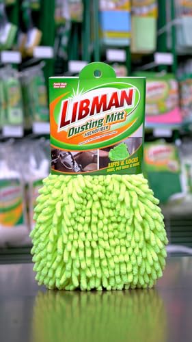 Tribello Libman Microfiber Dusting Mitt – Dual-Sided Dusting Glove with Elastic Cuff, Polishing & Dusting Microfiber Fingers, Reusable & Machine-Washable, 10.5” x 7” – Traps Dust, Dirt & Allergens
