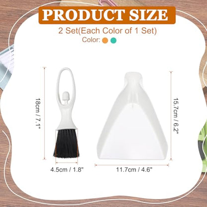 uxcell 2 Pcs Mini Dustpan and Brush Set, Small Broom and Dustpan Set for Office Tabletops Sofas Keyboards Home Cleaning Tool, Blue Green/White - color: Blue Green/White