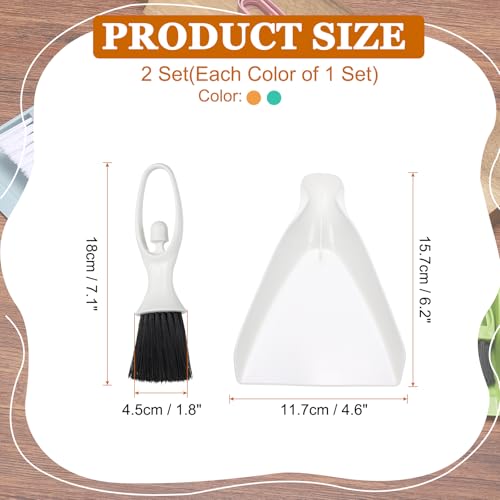 uxcell 2 Pcs Mini Dustpan and Brush Set, Small Broom and Dustpan Set for Office Tabletops Sofas Keyboards Home Cleaning Tool, Blue Green/White - color: Blue Green/White