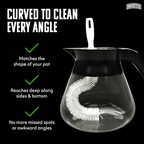 Brushtech Coffee Pot Cleaning Brush - Curved Design for Deep Clean Coffee Pot Care with Soft Bristles, Comfortable Handle, No-Soap Scrubbing Action – Made in The USA - style: Cleaning Brush