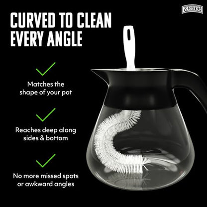 Brushtech Coffee Pot Cleaning Brush - Curved Design for Deep Clean Coffee Pot Care with Soft Bristles, Comfortable Handle, No-Soap Scrubbing Action – Made in The USA - style: Cleaning Brush