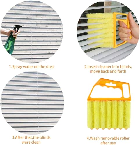 2 Pcs Blind Cleaner - Washable Window Blind Cleaner Duster Tool, Hand-Held Blind Duster for Wood Dlinds Mini Duster Brush Blind Dust Cleaner Venetian Shades Brush Window - color: Orange、yellow