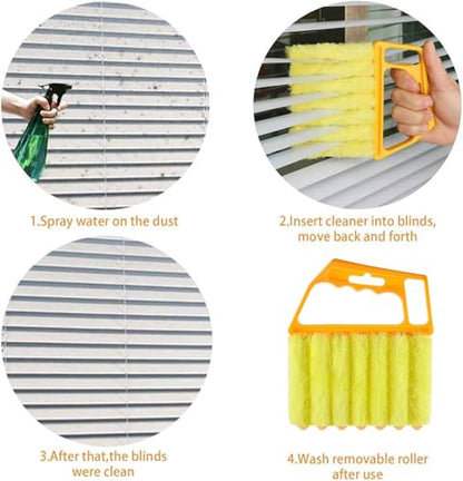 2 Pcs Blind Cleaner - Washable Window Blind Cleaner Duster Tool, Hand-Held Blind Duster for Wood Dlinds Mini Duster Brush Blind Dust Cleaner Venetian Shades Brush Window - color: Orange、yellow