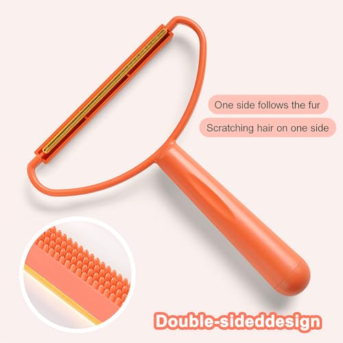 Double Sided Lint and Pet Hair Remover, Orange Fabric Shaver and Fuzz Remover Tool for Clothes, Sofa, Carpet, and Upholstery Cleaning