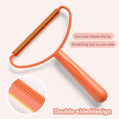 Double Sided Lint and Pet Hair Remover, Orange Fabric Shaver and Fuzz Remover Tool for Clothes, Sofa, Carpet, and Upholstery Cleaning