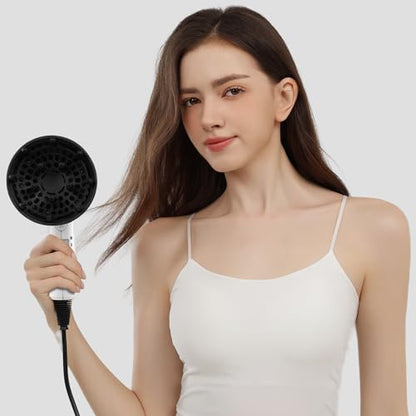 AINA Hair Dryer with Diffuser, Comb | Blow Dryer for Women Compact Travel Professional Ionic Blow Dry | Cold Shot Button 110V/ALCI (White) - color: White, size: 4 Piece