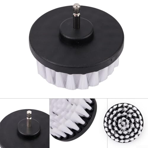 4 Inch Soft Drill Brush Head, High Resistance Nylon Bristles for Deep Cleaning Bathroom Carpet Leather Upholstery Kitchen for Tile Shower Bathtub Wheels Grout Toilet Glass Tire Compatible with Drills