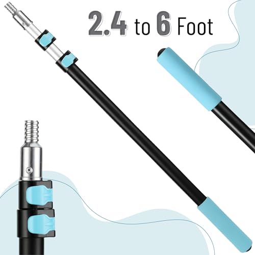 Bates- Telescopic Extension Pole, 6 Ft, Aluminum Alloy, Sturdy Multi-Purpose Extension Pole with Flip-Lock Design for Painting, Dusting and Cleaning - color: Black and Blue, size: 6 Ft, 1 Pack