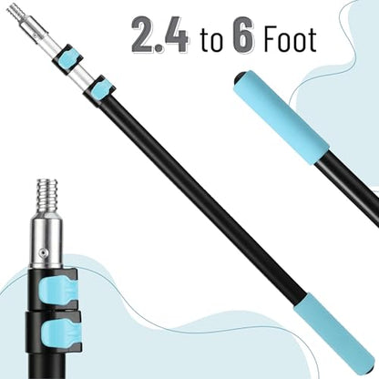 Bates- Telescopic Extension Pole, 6 Ft, Aluminum Alloy, Sturdy Multi-Purpose Extension Pole with Flip-Lock Design for Painting, Dusting and Cleaning - color: Black and Blue, size: 6 Ft, 1 Pack
