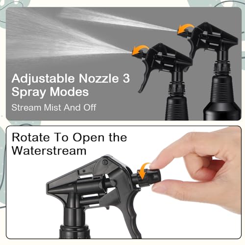 Honeydak 3 Pack Plastic Spray Bottles Black 17 oz Heavy Duty Opaque Spray Bottles UV Light Blocking Refillable Reusable Leak-proof Sprayers for Cleaning Solution Kitchen Garden Home Plant - color: Black, size: 17 oz