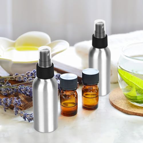 20 Pack Aluminum Spray Bottles 4 oz Small Refillable Spray Bottles Bulk Fine Mist Empty Sprays Bottle for Travel, Essential Oils, Sliver - color: Silver