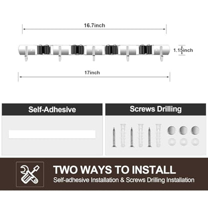 Broom Holder Wall Mount, Stainless Steel Broom Hanger Wall Mount, Heavy Duty Mop and Broom Holder Tool Racks Utility Hooks for Laundry Room Garden Garage, Black (4 Racks and 5 Hooks) - color: Black, size: 1Pack 4R5H