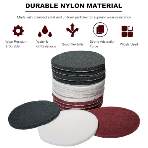 15 Pack 5 Inch Hoop and Loop Multipurpose Scrubber Scouring Pads - Flocking Scuff Pads, Conditioning Discs Polishing Pads for Furniture Automotive Cleaning, Rust Removal