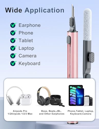 Cleaner Kit for Airpods, 2Pack Earbuds Cleaning kit for Airpods Pro 4 3 2 1, Multi-Function Cleaning Pen with Soft Brush Flocking Sponge for Bluetooth Earbuds, iPhone 17,16,Laptop, Camera (Pure white) - color: Pure white