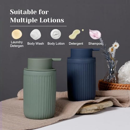 INGOFIN Ceramic Lotion Dispenser - 12oz Refillable Hand Soap Dispenser Bathroom, Modern Liquid Soap Dispenser with Pump, Dish Dispenser for Kitchen, Sage Green - color: Liquid-green