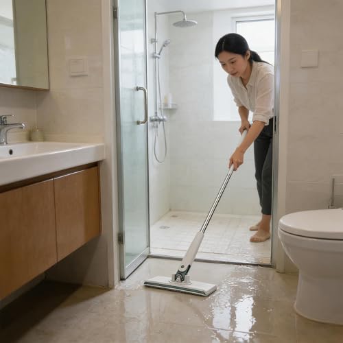 No Touch Clamp Mop, Reusable Hardwood Floor Cleaner, 4 Cloths, Efficient Cleaning Tool for Tile, Glass, or Wood Surfaces, Apartment and Homes Floor Mop, Easy Maintenance - size: 71 cm