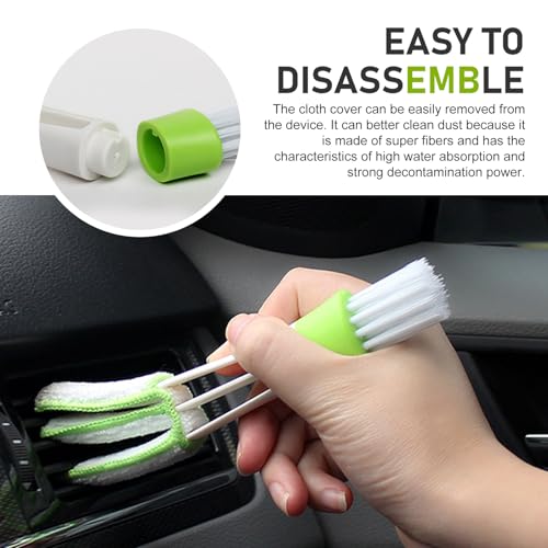 Set of 3 Mini Duster for Car Air Vent, 3 Arms Blinds Duster, Automotive Air Conditioner Cleaner and Brush, Cleaning Tools for Window Blinds, Keyboard, Air Conditioner Vents, Fans (Green)