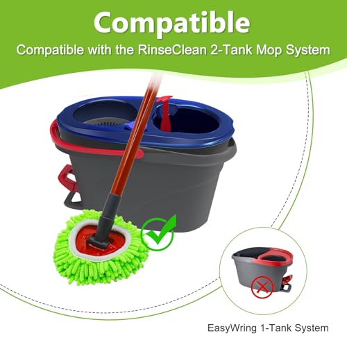 Mop Heads Replacements,Mop Replace Heads Compatible with Ocedar RinseClean 2-Tank Spin Mop,Reusable Mop Head for Wet/Dry,3 Pack Chenille&Microfiber Dust Mop Refills for Multi-Surface Floor Cleaning - size: mini-3pack