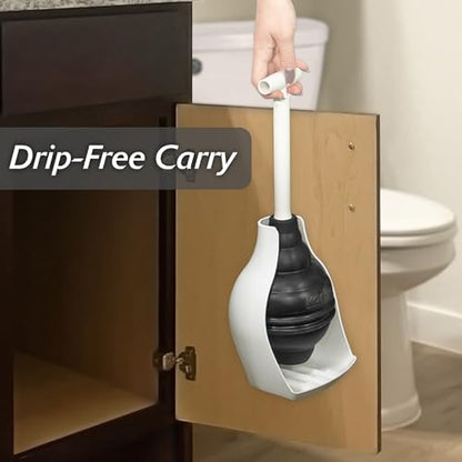 Korky BeehiveMAX Hideaway - Heavy Duty Toilet Plunger with Holder - Drip Free Carry - Seals All Bowl Shapes – Powerful Clog Removal, 97-5 - color: White