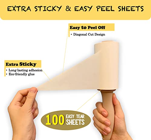 Extra Sticky Lint Roller Refills for Evercare Pet Hair Lint Rollers, 400 Easy Tear Sheets, Fits 4" Rollers (1 1/2" Core), Cat & Dog Hair Remover for Furniture Clothing & Cars(Pack of 4) - size: 4" / 400 Sheets