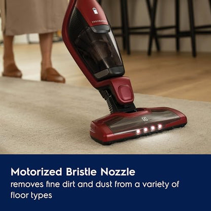 Electrolux Ergorapido Pet Cordless 2-in-1 Vacuum Cleaner with Motorized Pet Nozzle for Easy Pet Hair Removal, 48-Minute Run Time, 2 Power Modes, Chili Red - style: Pet Version