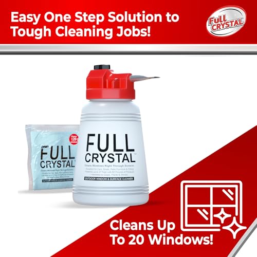 Full Crystal Window Cleaning Kit – 4 oz Glass Cleaner and Bottle with 27 ft Reach, Makes Up to 640 fl oz, Cleans Up to 20 Windows, Scrub-Free, Rinse-Free - style: 4 Ounce (Pack of 1)
