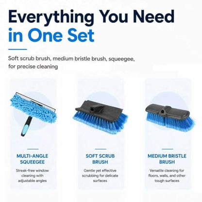 28 FT Exterior House Cleaning Brush Set with 6-21 Foot Telescoping Extension Pole, Soft Scrub Car Wash Brush, Medium Bristle Cleaning Brush and Window Squeegee & Washer - size: 21FT POLE