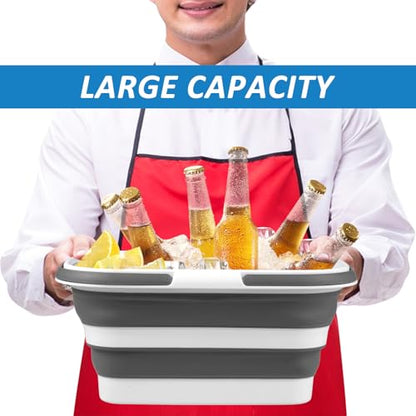 2 Pack Ice Buckets for Parties, Foldable Beverage Tub, Collapsible Ice Bucket for Wine/Beer/Champagne, Large Beer Ice Buckets Drink Cooler, Space Saving Ice Storage Tub Ice Cube Bin (8.5L*2) - color: Streak