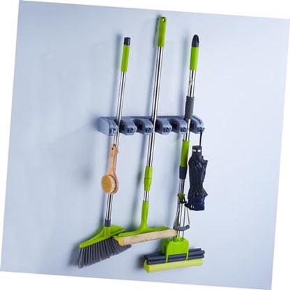 Mobestech Wall-mounted Mop Stand Bathroom Organizers for Holders Hook Wall Storage Organizer Kitchen Mop Broom Holder Over The Door Organizer Wall Mounted Storage Tool Storage Rack Blue